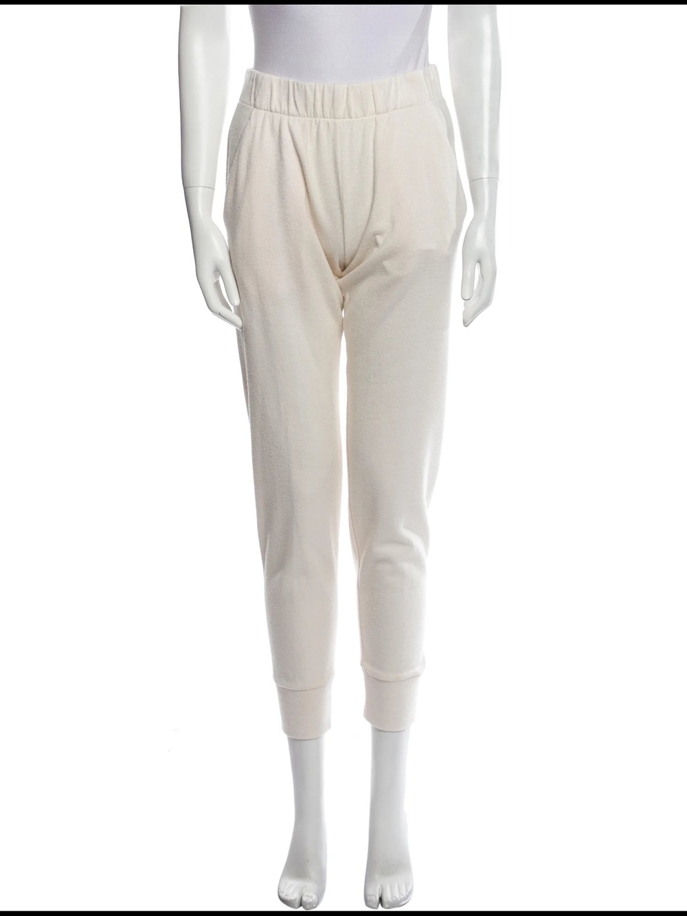 The Row Cream Elastic Waist Track Joggers